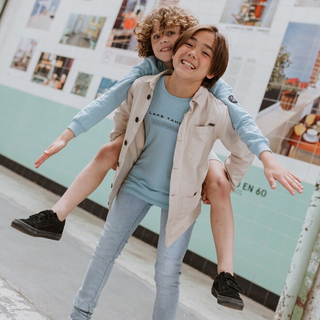 No Way Monday Jungen Außenbluse taupe Leinen