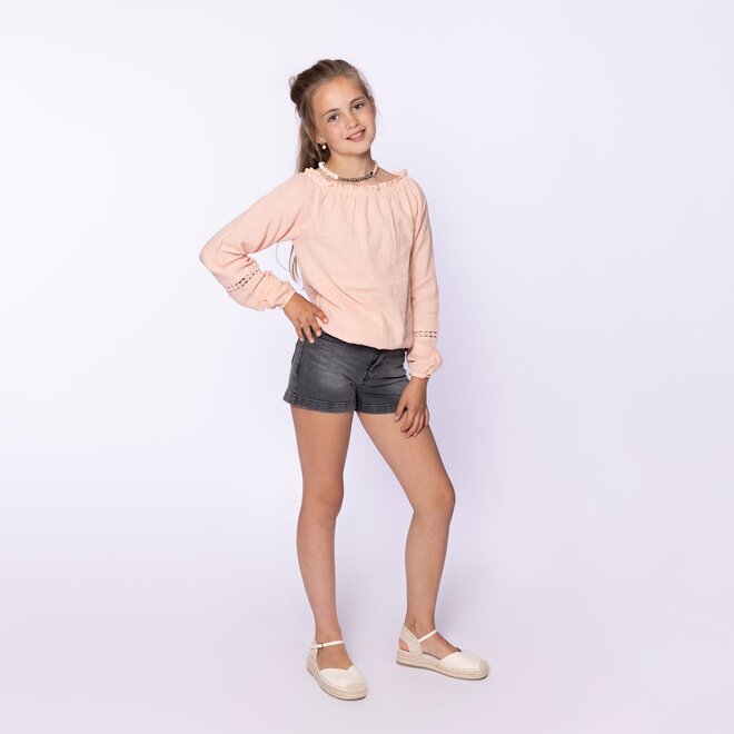 No Way Monday girls blouse pink muslin
