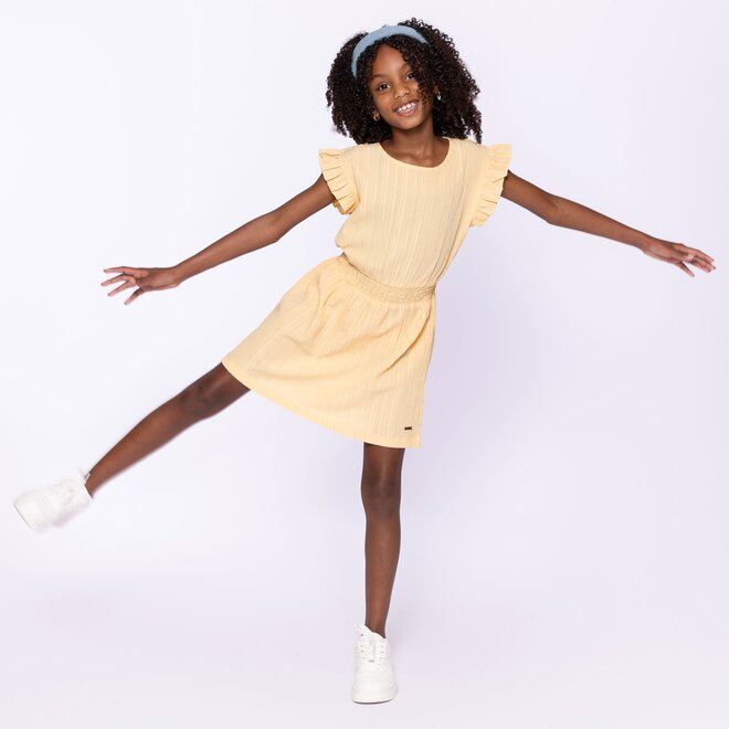 No Way Monday Mädchen Kleid weich gelb Rüschen