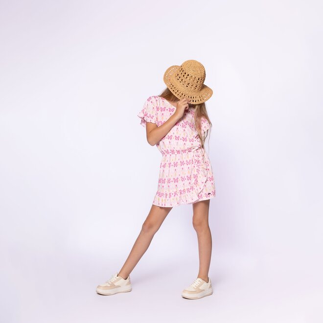 No Way Monday Mädchen Jumpsuit Skort hellrosa Rüschendruck