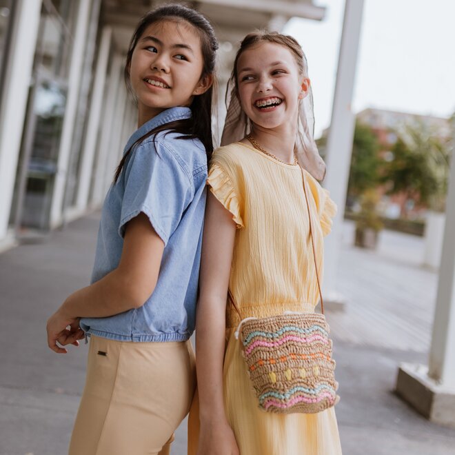 No Way Monday Mädchen Kleid weich gelb Rüschen