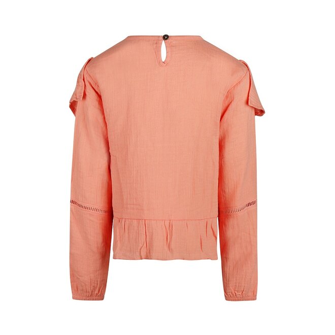 No Way Monday meisjes blouse lichtroze geborduurde bloem