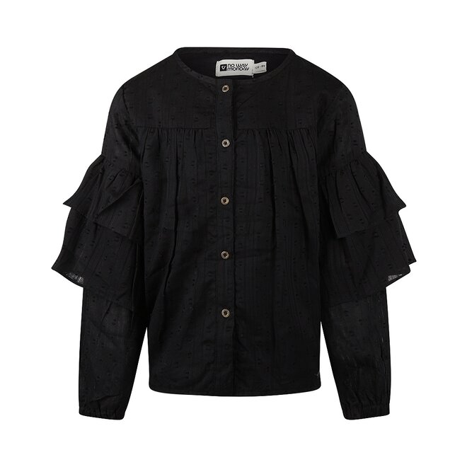 No Way Monday meisjes blouse zwart 100% katoen