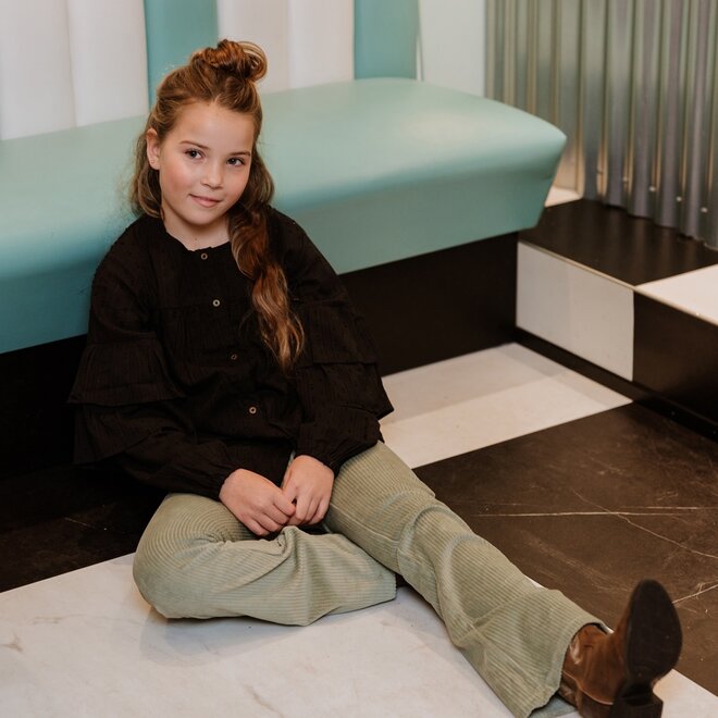 No Way Monday meisjes blouse zwart 100% katoen