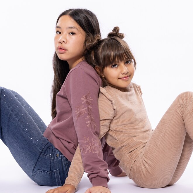 No Way Monday meisjes flared broek taupe corduroy rib