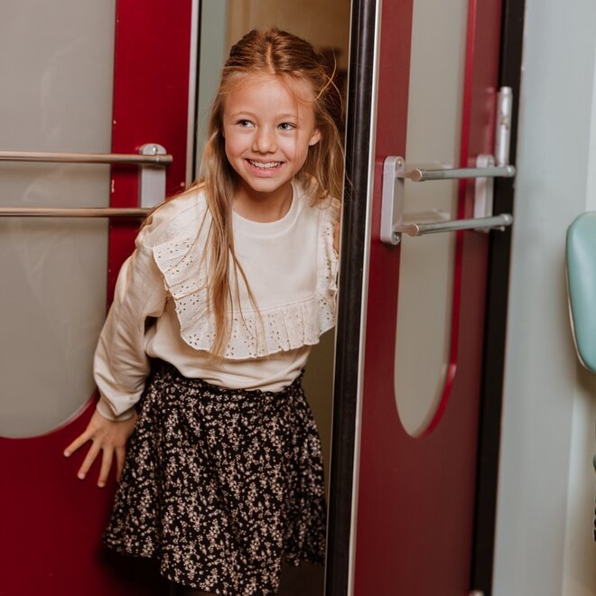 No Way Monday girls jumper off white broderie ruffles