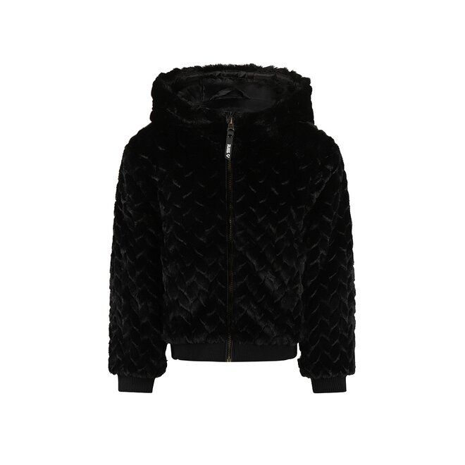 No Way Monday girls jacket black faux fur hoodie