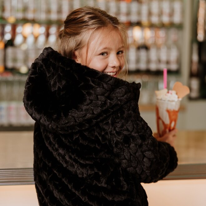 No Way Monday girls jacket black faux fur hoodie