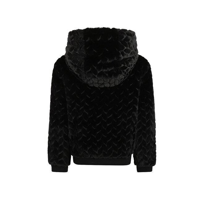 No Way Monday girls jacket black faux fur hoodie