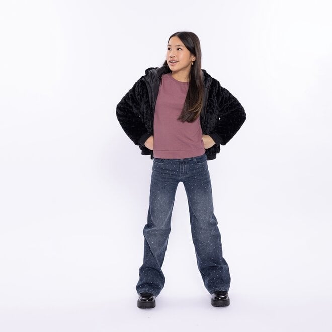 No Way Monday girls jacket black faux fur hoodie