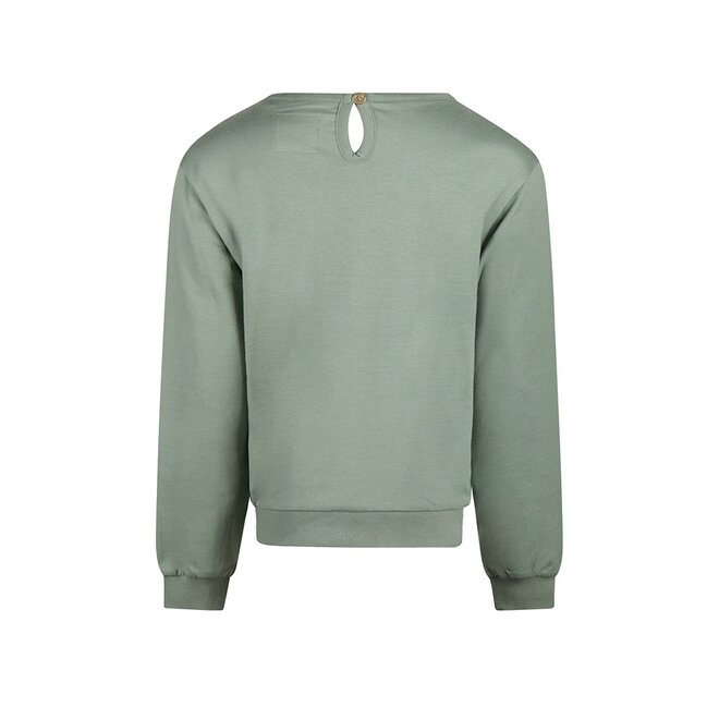 No Way Monday girls sweatshirt soft green embroidery collar