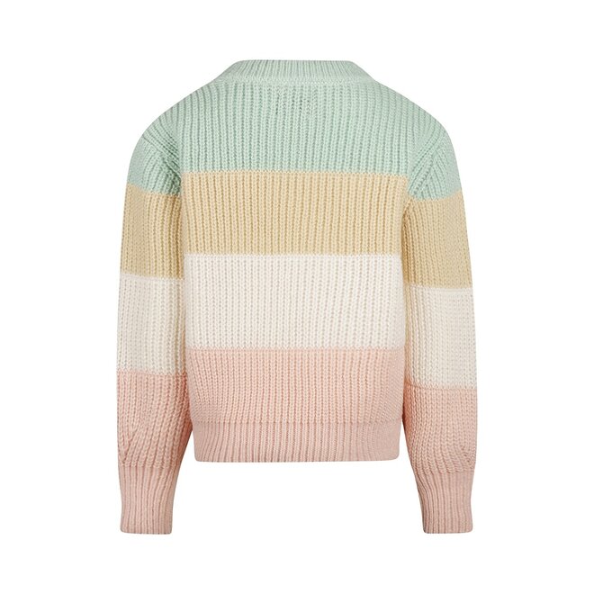 No Way Monday girls knitted jumper green beige pink