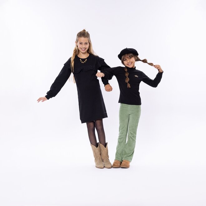 No Way Monday girls flared trousers mint green corduroy rib