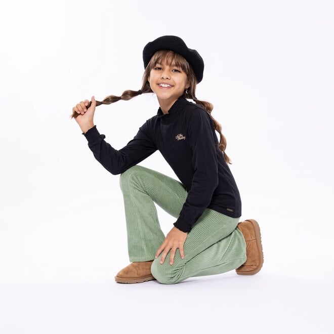 No Way Monday girls flared trousers mint green corduroy rib