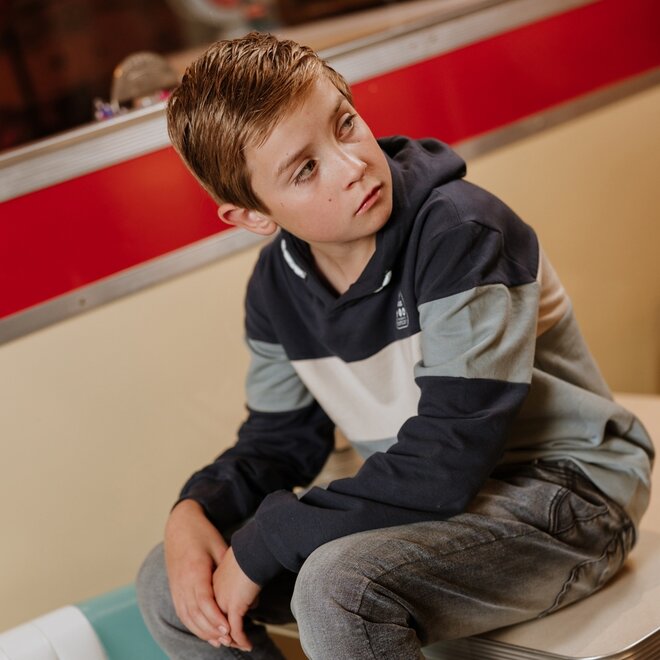 No Way Monday Jungen-Hoodie, anthrazit, hellblau, mit Kapuze