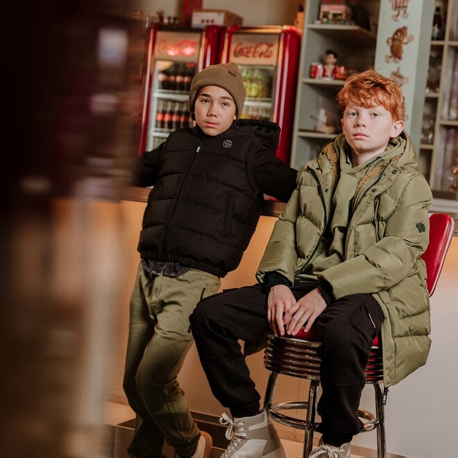 No Way Monday jongens winterjas legergroen waterafstotend