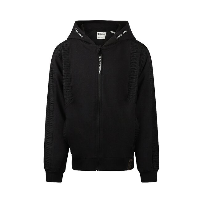 No Way Monday Jungen-Strickjacke, schwarz, Kapuze, Mesh