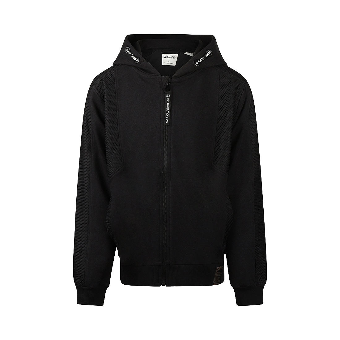 No Way Monday jongens vest zwart capuchon mesh