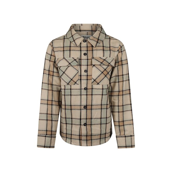No Way Monday boys checked blouse light grey overshirt