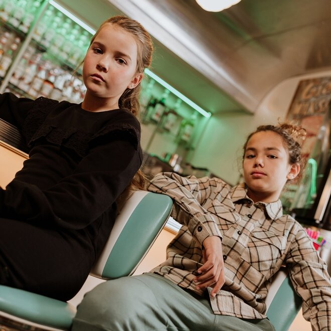 No Way Monday boys checked blouse light grey overshirt