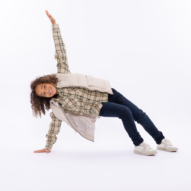 No Way Monday boys checked blouse light grey overshirt