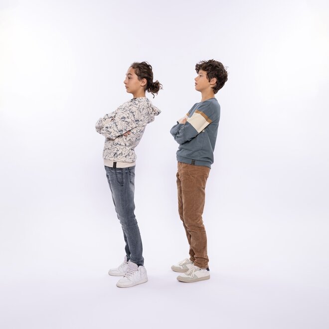 No Way Monday boys hoodie beige soft blue hoodie