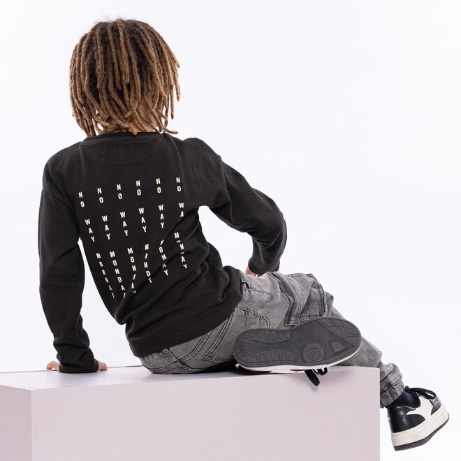 No Way Monday boys' longsleeve loose fit black chest pocket