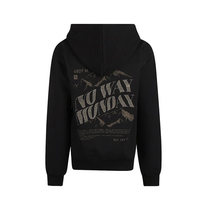 No Way Monday jongens hoodie dropped shoulder zwart
