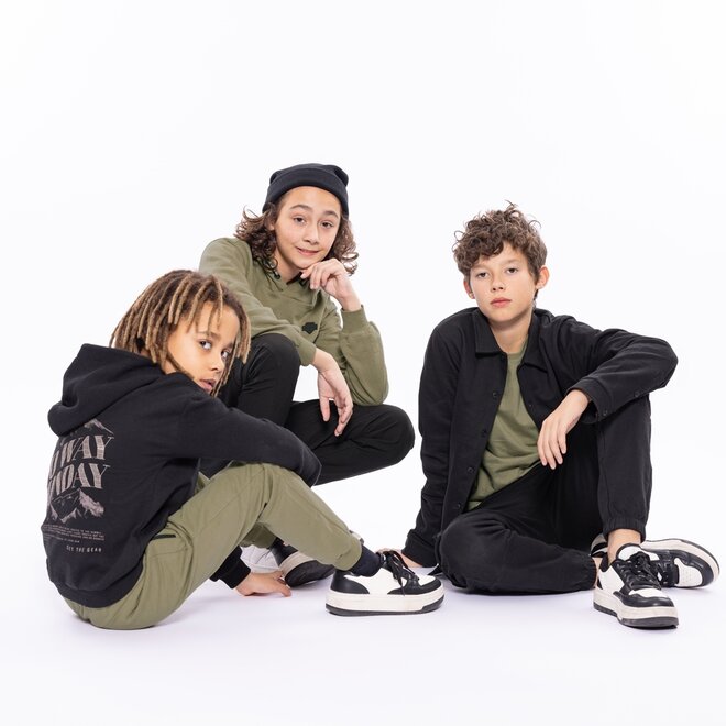 No Way Monday jongens hoodie dropped shoulder zwart