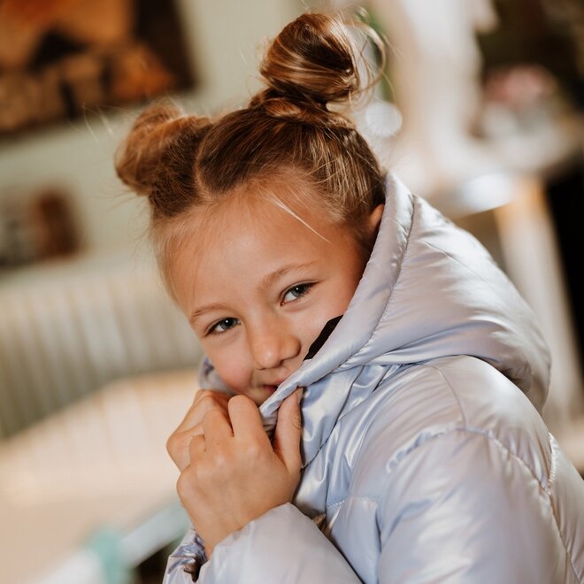 No Way Monday girls winter coat light blue hoodie