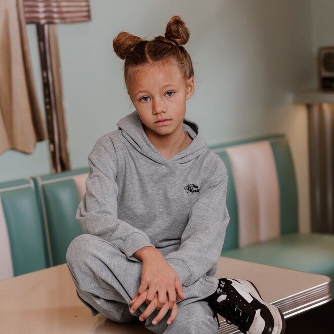 No Way Monday girls hoodie grey marled hoodie