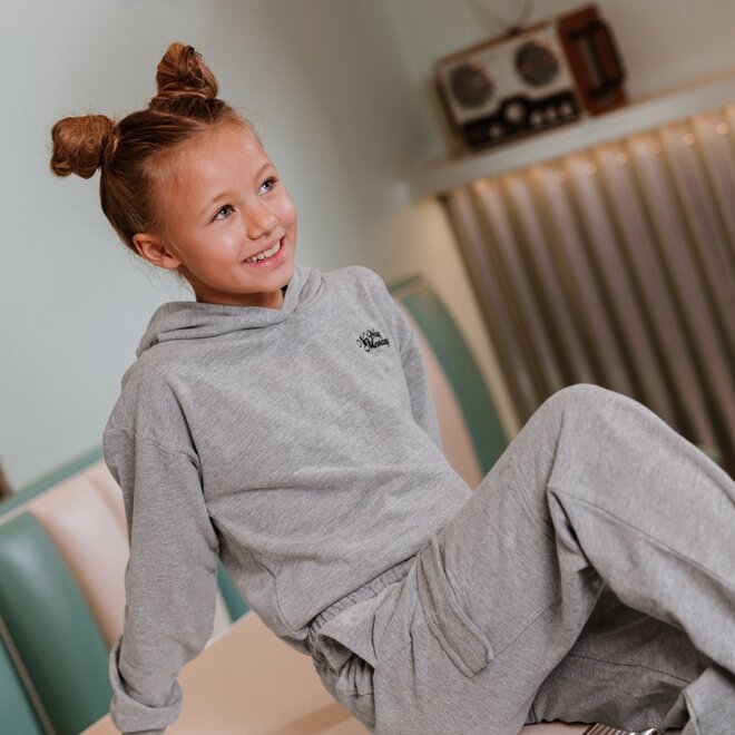 No Way Monday meisjes hoodie grijs gemêleerd capuchon