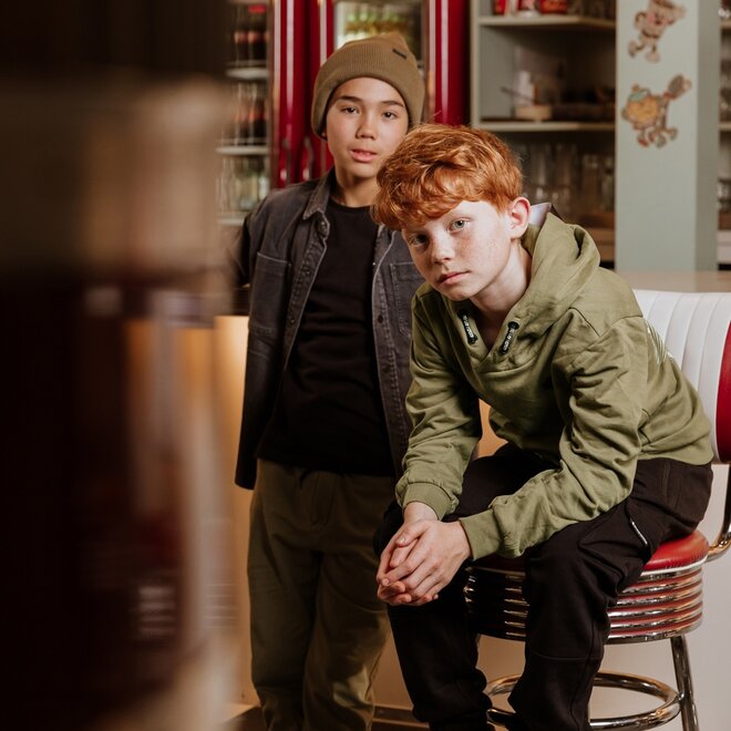 No Way Monday Jungen Hoodie armeegrün Kapuze