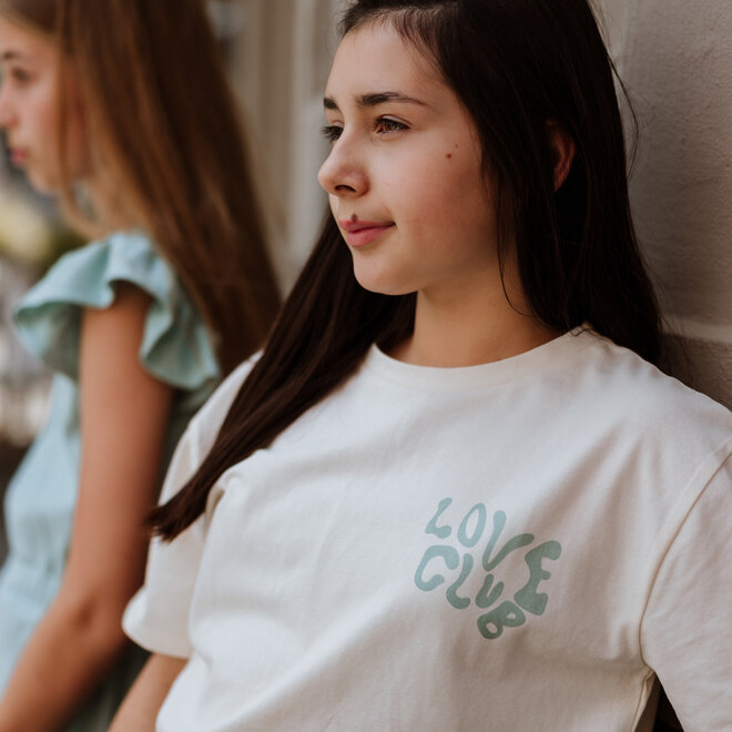 No Way Monday girls' T-shirt loose fit off-white turquoise