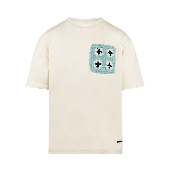 No Way Monday meisjes T-shirt loose fit off white crochet