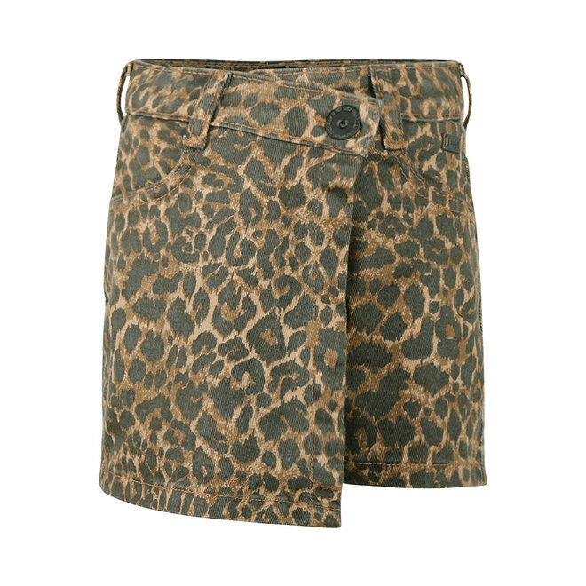 No Way Monday meisjes jeans skort panterprint overslag