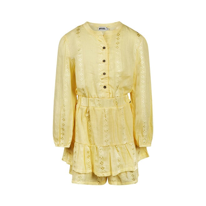 No Way Monday girls' dress long sleeve light yellow