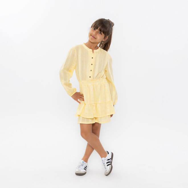 No Way Monday girls' dress long sleeve light yellow