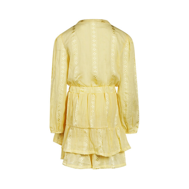 No Way Monday girls' dress long sleeve light yellow