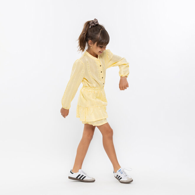 No Way Monday girls' dress long sleeve light yellow