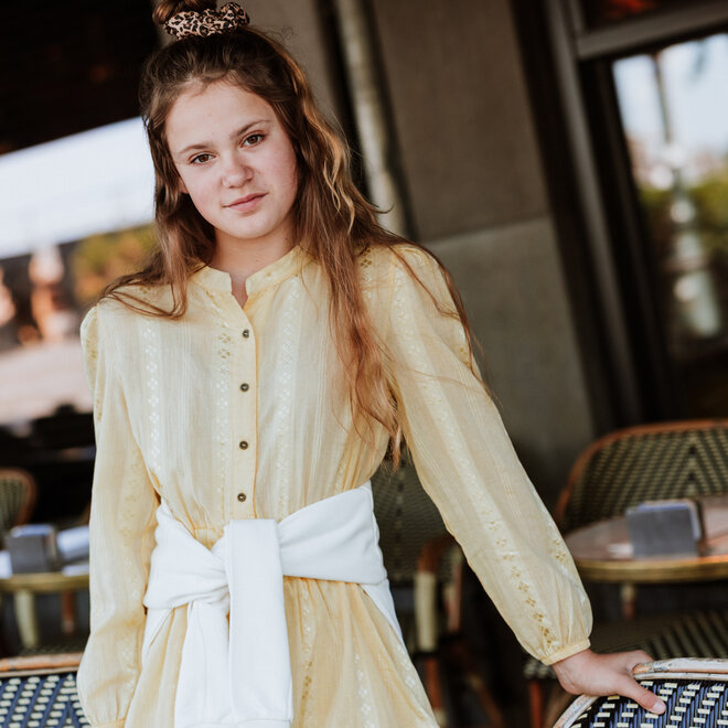 No Way Monday girls' dress long sleeve light yellow