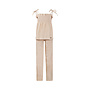 No Way Monday girls' co-ord set beige top wide leg trousers