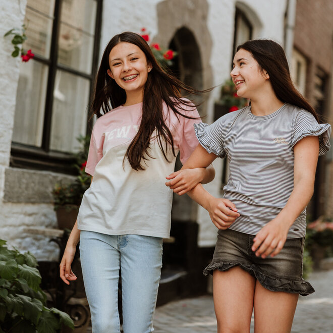 No Way Monday girls' jeans shorts grey ruffles