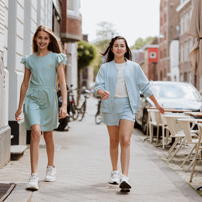 No Way Monday girls' dress turquoise 100% cotton