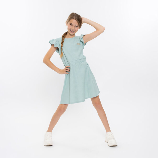 No Way Monday girls' dress turquoise 100% cotton