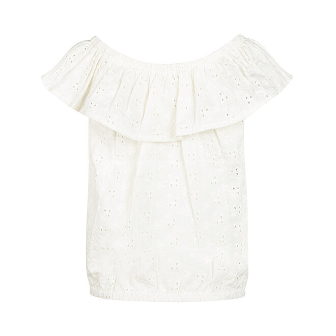 No Way Monday meisjes top off white broderie 100% katoen
