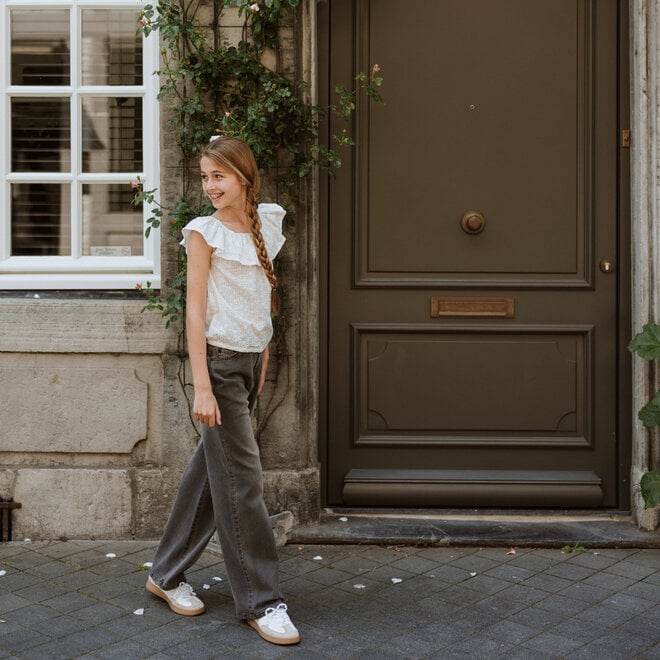 No Way Monday meisjes wide leg jeans grijs