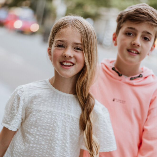 No Way Monday meisjes blouse off white 100% katoen