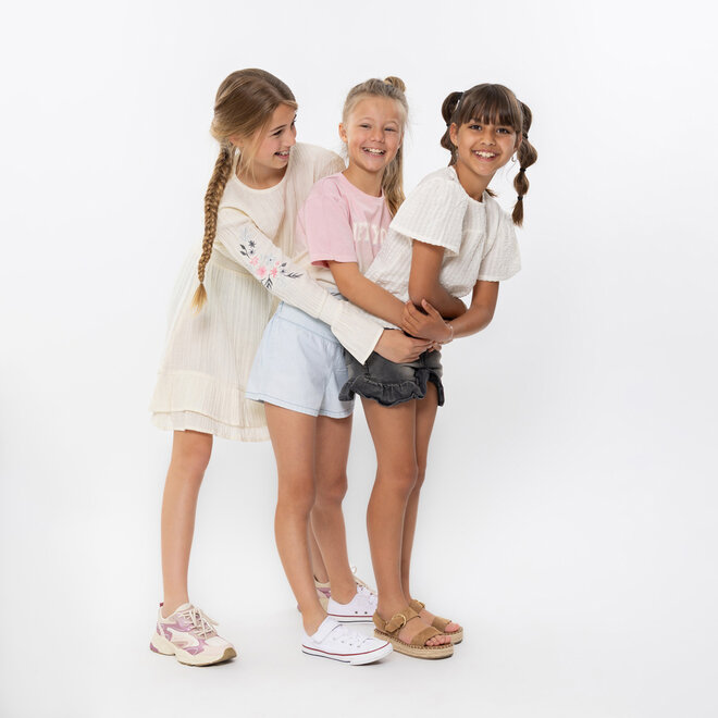 No Way Monday girls' blouse off-white 100% cotton