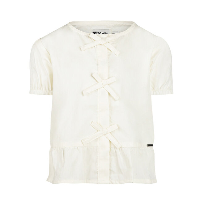 No Way Monday girls' blouse off-white bows 100% cotton